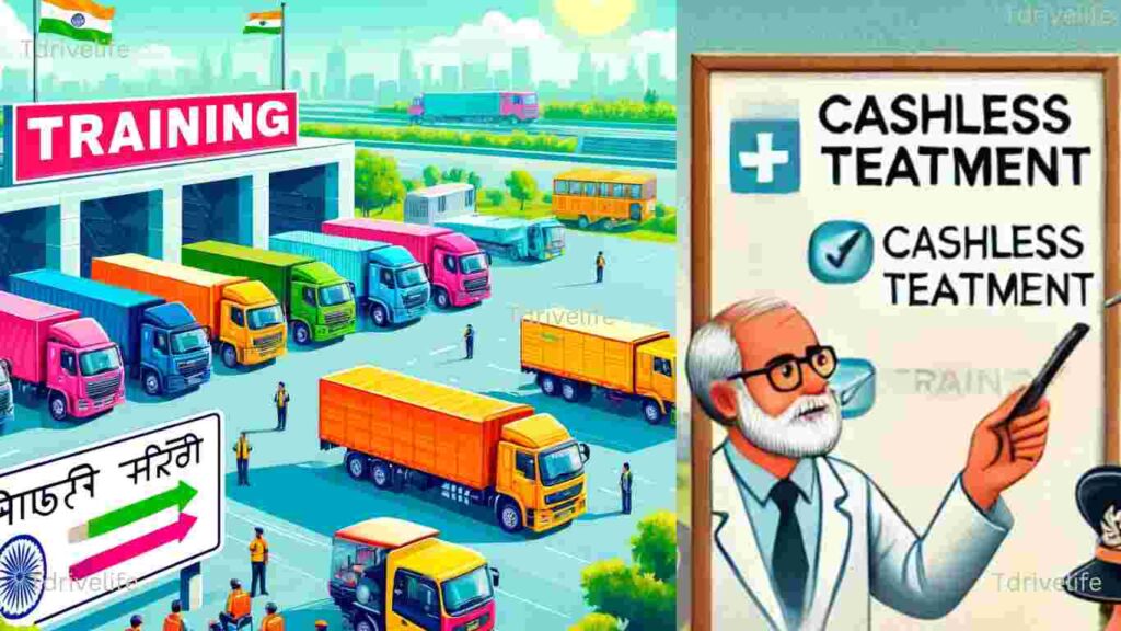 ट्रक ड्राइवर नीति:"ट्रक ड्राइवरों के लिए नई सरकारी नीतियों का क्या है असल फायदा?" 1 "ट्रक ड्राइवर सड़क सुरक्षा योजना।"कैशलेस ट्रीटमेंट स्कीम